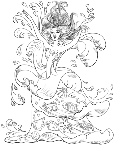 Goddess Of The Sea Coloring Page